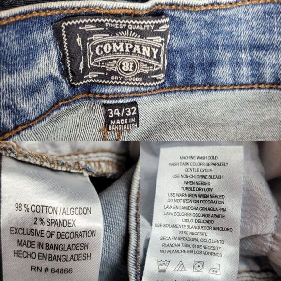 Company 81 Mens Jeans Skinny Bleach Acid Streaked Light Wash Blue 34 x 32 - Picture 4 of 14